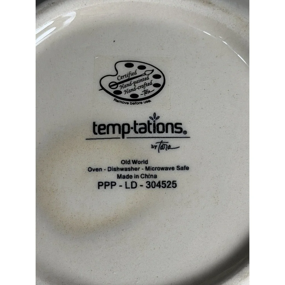 Temp-Tations by Tara Old World Hand Painted/Hand Crafted 4 Quart Pot Oven Safe